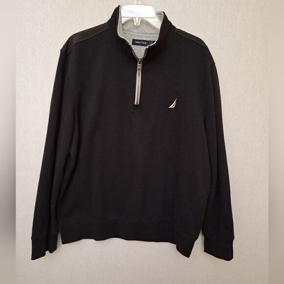 Nautical‎ Black 1/4 zip fleece-lined long sleeve pullover - Picture 1 of 9